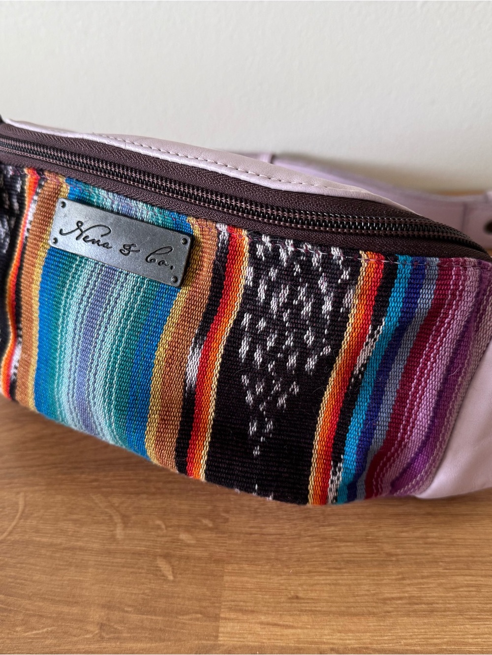 Nena & Co. Pink Multicolor Striped Crossbody Waist Bag lavender fancy pack